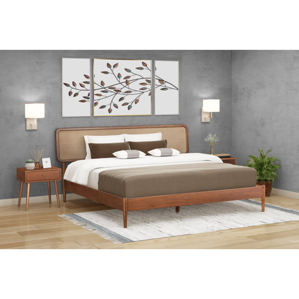 NTC Lupin Solid Wood Bed Frame with Headboard and Silent Slats, 1000